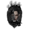 Wonderful dark lion with half-woman face