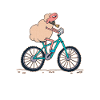 Sheep rides a bicycle