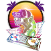 Disco Cat DJ Vaporwave 80-talets 90-tal Techno Music
