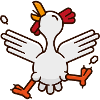 Happy, funny dancing chicken cartoon