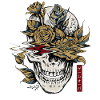 Edgy Skull and Flowers Game Over Goth Vaporwave