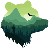 bear silhouette and beautiful scenery