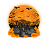 Black Cats Pumpkins Moon Halloween
