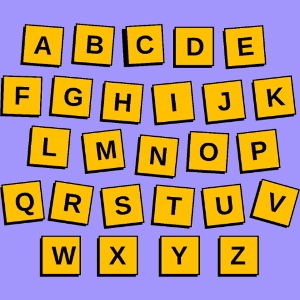 Engelska 26 alfabet bokstäver i ordning