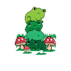 Cottagecore Aesthetic Kawaii Frog Pile Mushroom