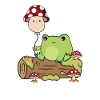 Cottagecore Kawaii Frosch Hält einen Pilz Ballon