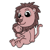 Lejonfamilj - Lejon med baby - Lejon