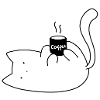 Cat Holding a Coffee Mug - Sticker