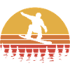 Snowboard Retro Sunset – White & Yellow