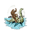 Bigfoot rides Loch Ness monster