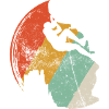 Sunset Surf Silhouette on Retro Arc