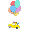 Yellow Car With Colourful Balloons
