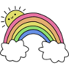 Sun with rainbow and clouds