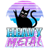Heavy Metal Retro Sunset Cat Synthwave Death