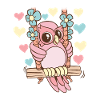 Owl Swinging Love Hearts Birding
