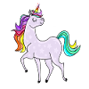 Eenhoorn met asterisk en regenboogkleuren