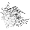 Dessin héron floral