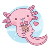 Süßer Axolotl liebt Bubble Tea