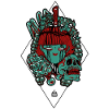 Woman's head with skull