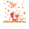 Autumn with heart and fox