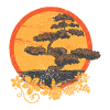 Flower Bonsai Design with Sun