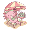 Cute Axolotl Relaxing At The Beach