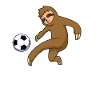 Comic sloth plays football