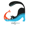 Cat and fish illustration