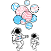 Astronaut hält Trans Pride Luftballons