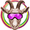 Funny goat with ski goggles