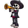 Mariachi Skeleton Playing The Trumpet