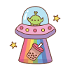 Funny Alien Abducts Bubble Tea