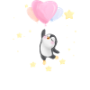 Pingouin mignon flottant dans l’espace