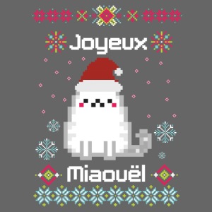 Joyeux Miaouël - Pull moche avec chat en pixelart