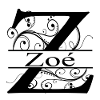 Monogram with the name Zoé