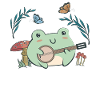 Cottagecore Estetica Kawaii Frog suona Banjo