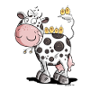 Happy cow with bird friends