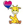 Giraffe mit Bisexual Pride Luftballon