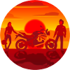 Couple and Motorcycle at sunset