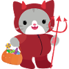 Chat d’Halloween Diable Rouge. Kawai