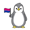 Pinguin mit Bisexual Pride Flagge