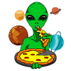 Alien Alien UFO Eating Pizza
