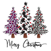 Merry Christmas Leopard Buffalo Plaid Trees, Xmas