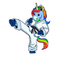 Comic Einhorn macht Karate