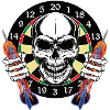 Dart skull with burning arrows