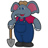 Elephant as farmer with shovel