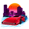 80s Synthwave Retro Car
