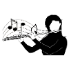 Flute player musical note