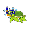 Turtle diving with snorkel