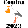 Bébé arrive en 2023, cigogne